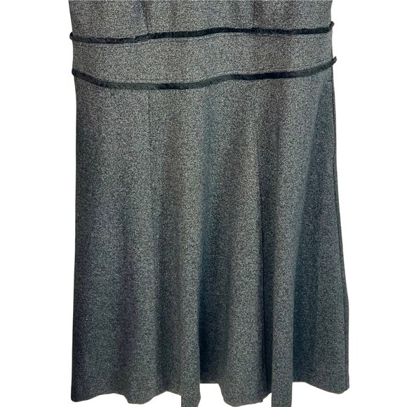 Lane Bryant Ponte Fringe Trim Knit Tweed Fit & Flare Dress Plus 24 Gray Black - Picture 4 of 11